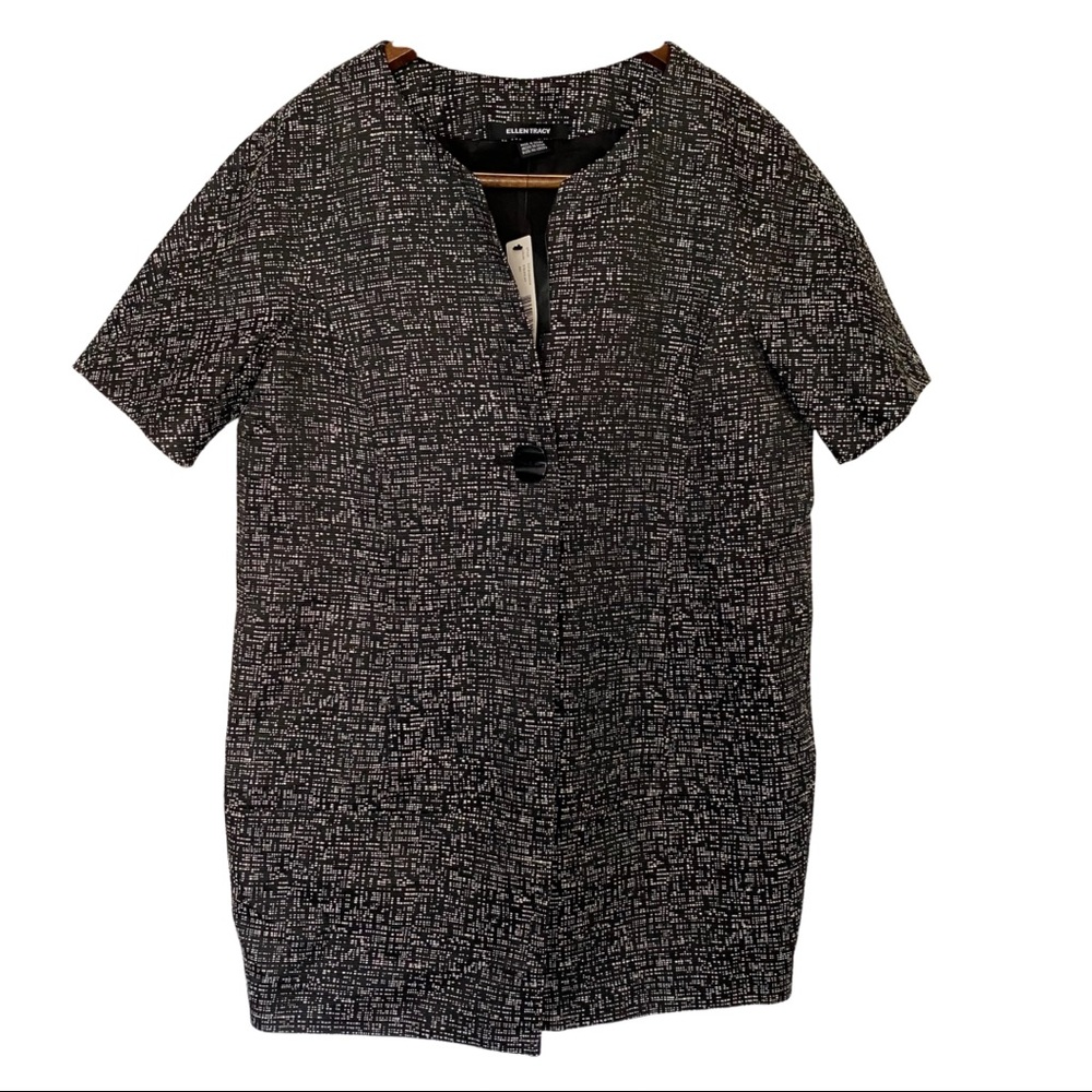 Ellen Tracy Short Sleeve Single Button Black Business Blazer